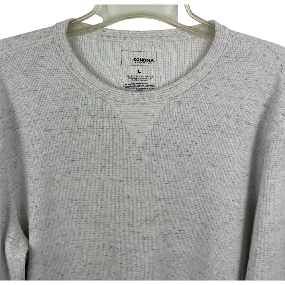 Sonoma Mens Heather Gray Thermal Waffle Knit Long Sleeve Shirt Size Large - Picture 3 of 6